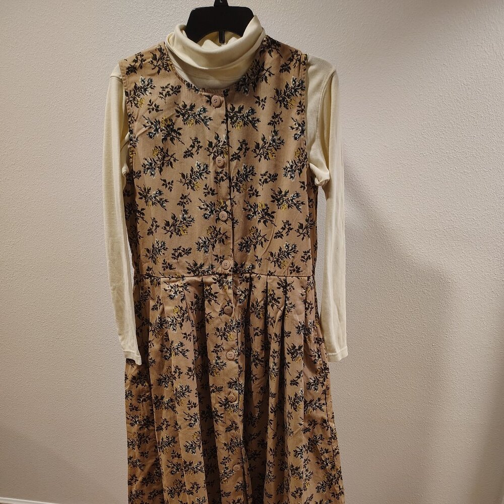 Pierre Cardin Women's Vintage Floral Cotton Long Dress Size Medium